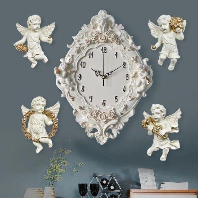 新生活 気楽 三体の天使 ブラケット時計 エンジェル ANGEL 壁掛け時計 CLOCK クロック 女神 クラシックスタイル時計 掛け時計 クロック ホワイト 姫 クオーツ 輸入雑貨 イタ
