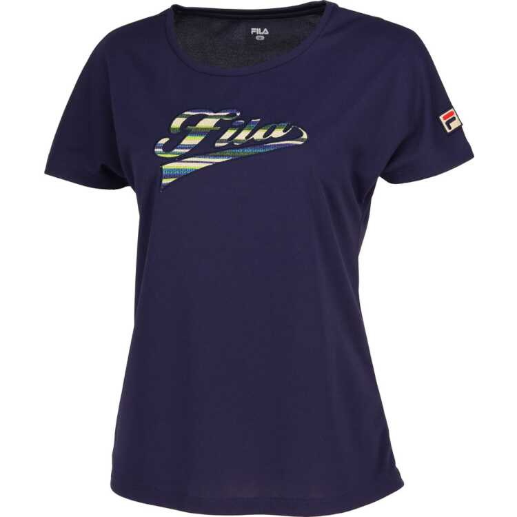 【在庫限り】 アップリケTシャツ(レディース) M フィラネイビー #VL2696-20 送料込み(沖縄・離島を除く) 【在庫限り】 FILA