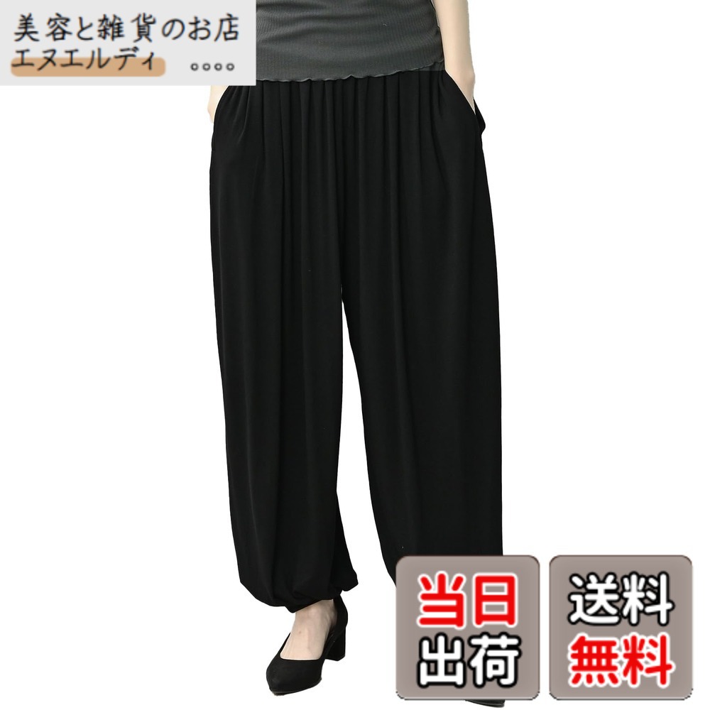 【送料無料】[JANJAMCOLLECTION] 大きいサイズ レディース サルエルパンツ M L バルーンパンツ 色：10分丈ブラック、サイズ：5L-6L