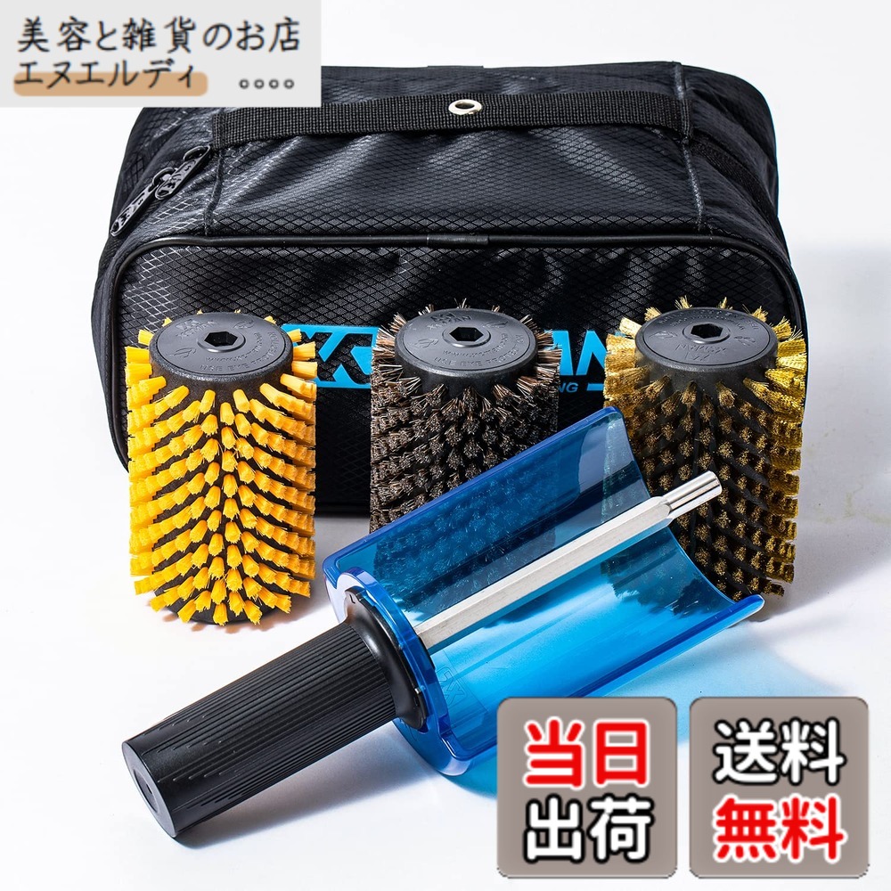【貨物輸送無料】XCMAN スノーボード用ナイロン、ブロンズ、キルク、馬毛毛はらい 円形交差点毛はらい、シングル矢がら(手持ち部分)の４点書き割り、100 粍長さ (ナイロン、ブロンズ、馬毛毛はらい、シングル矢がら(手持ち部分))