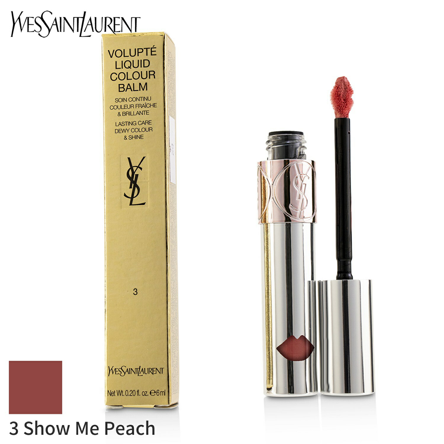 イヴサンローラン リップカラー 唇用 Yves Saint Laurent 口紅 ルージュ ヴォリュプテ ウォーター カラー バーム 3 Show Me Peach 6ml メイクアップ リップ 落ちにくい 誕生日プレゼント ギフト 人気 ブランド コスメ 在庫処分