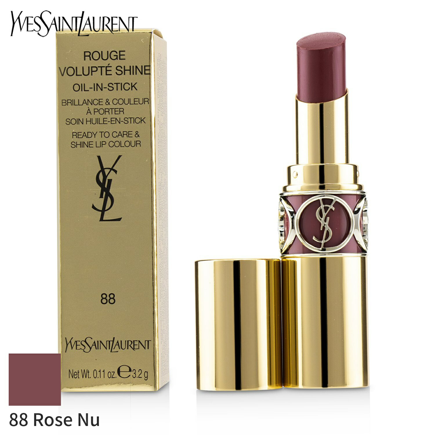 イヴサンローラン リップスティック Yves Saint Laurent 口紅 ルージュ ヴォルプテ シャイン Rose Nu 3 2g メイクアップ リップ 落ちにくい 誕生日プレゼント ギフト 人気 ブランド コスメ 最新入荷