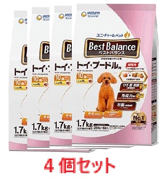【４個セット】ベストバランス　ふっくら仕立て　トイ・プードル用　10歳以上用 1.7kg　 【unicharm Best Balance ユニ・チャーム　ユニチャーム　トイプードル用 ドッグフード　ユニチャームペット　日本製ペットフードLOTZ】