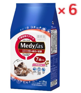 【６個セット】メディファス7歳からチキン味　1.5kg　 【Medyfas 下部尿路ケアフード　国産　日本産　日本製猫用食品　キャットフード　ペットフードLOTZ】