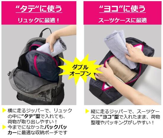 楽天市場 タテ ヨコ使えるパッキングポーチ M ２色展開 Gpwell リュック スーツケース トレベルグッズ 旅行バッグ ビューティーメイト