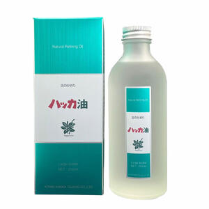 ハッカ油 業務用ボトル 250mL 【ミントオイル　天然オイル メントール　着香料　食品添加物　食用　香り　薄荷　漏斗　ろうと　詰め替え　つめかえ　大容量　お得】