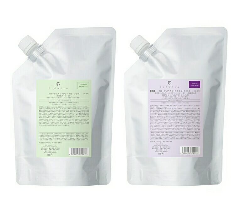 【1000ml・1000gセット】【バランシング】デミ　フローディア　シャンプーバランシング1000ml　スキャルプトリートメント1000g　詰替タイプ　セット販売　【送料無料】