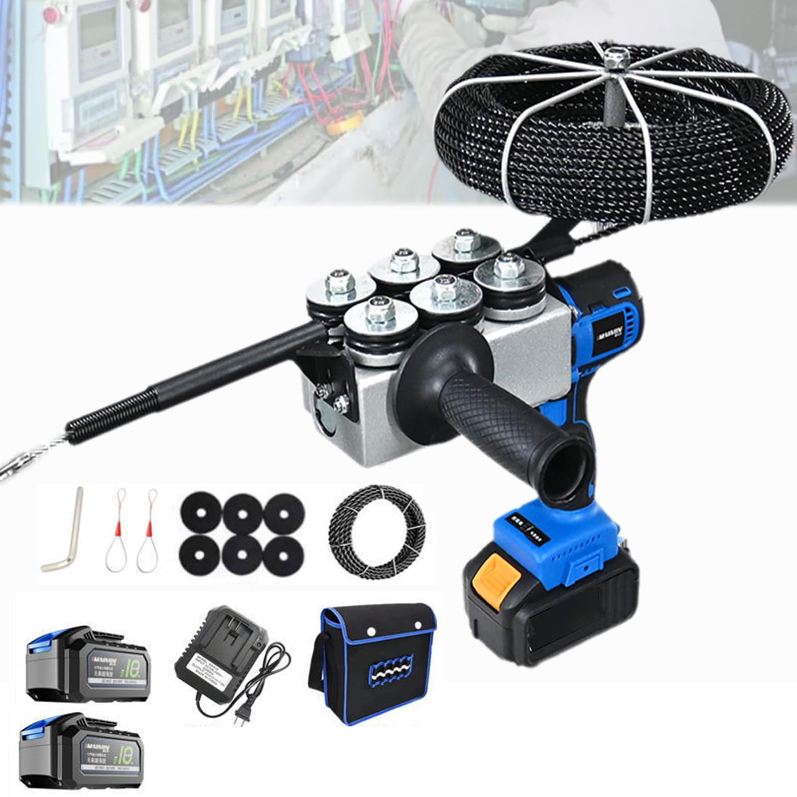 通線納める機 電動 ケーブルプーラー 40m/分 高速道路自動小銃 2026ひな形 コードレス 110V 乾電池付 通線物の具 入線機 壁内 覆面すること配管工業 灯し火工事 呼線 能率化
