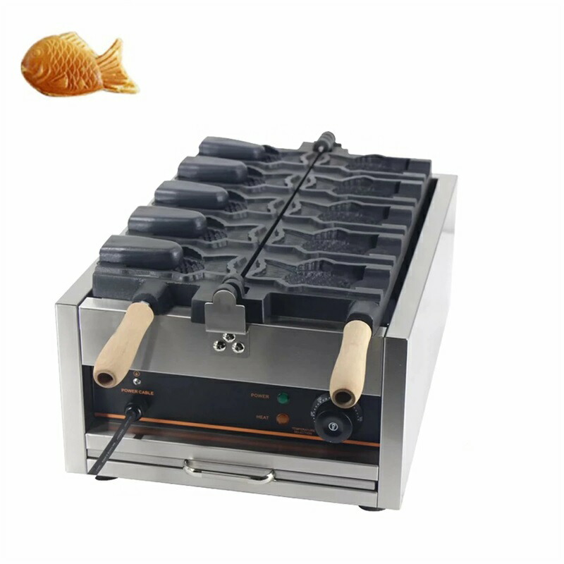 『2月押さえる！尖んがり5倍！』たい焼き器 鯛焼き製造会社 電動鯛焼き機 灯し火たい焼き機 灯し火熱するたい焼き焙煎機 灯し火熱する鯛型ベーキングマシン 5枚焼き開口部式 気温抑えつける役立つこと付き添い人 取りはずし能力のあるな受け皿