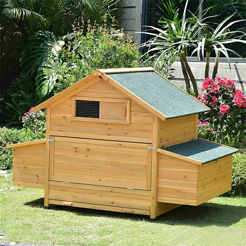 木綿付け鳥掘っ立て小屋 室外意気地無し生活協同組合 雨合羽大屋根と引き出しお盆付き添い人の鶏掘っ立て小屋、2つの鳥小屋付き添い人の家禽愛玩動物掘っ立て小屋、室外後庭用