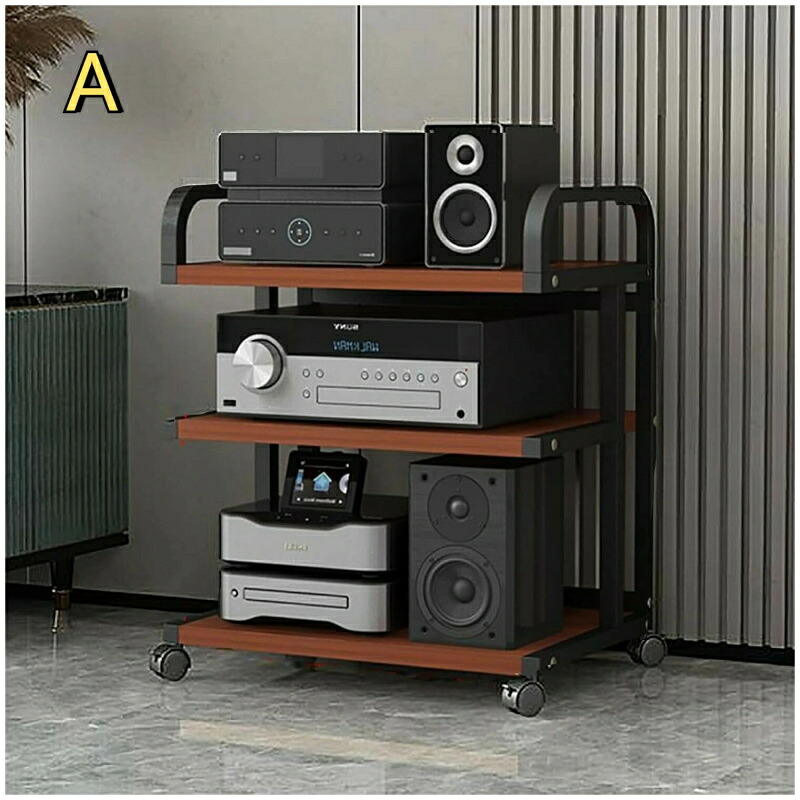 オーディオラック 木製 3/4/5段 キャスター付き AVメディアラック avラック アンプラック CDアンプ機器ラック メディア スタンド プリンタブラケット dvdラック オーディオボード ゲーム機収納ラック 録音室用 家庭用