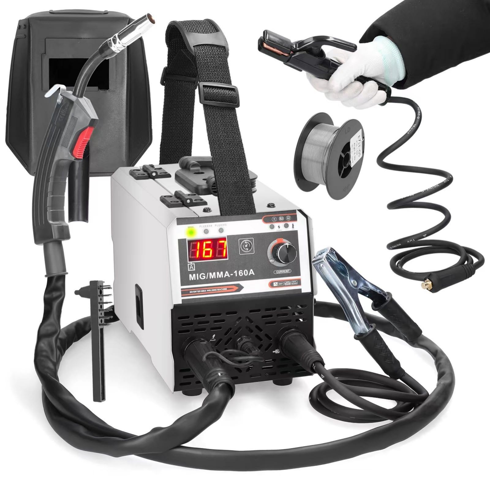 新登場2 in 1半自動溶接機110V MIG 溶接/アーク溶接/LIFT TIG IGBT 搭載 兼用 最大出力 120A 定格使用率 60%LED 表示 電流電圧調整 小型軽量 スパッタ少 家庭用 DIY 修理 車両整備 軟鋼/炭素鋼/鋳鉄対応 (110V)|ビューティースマイルオンライン