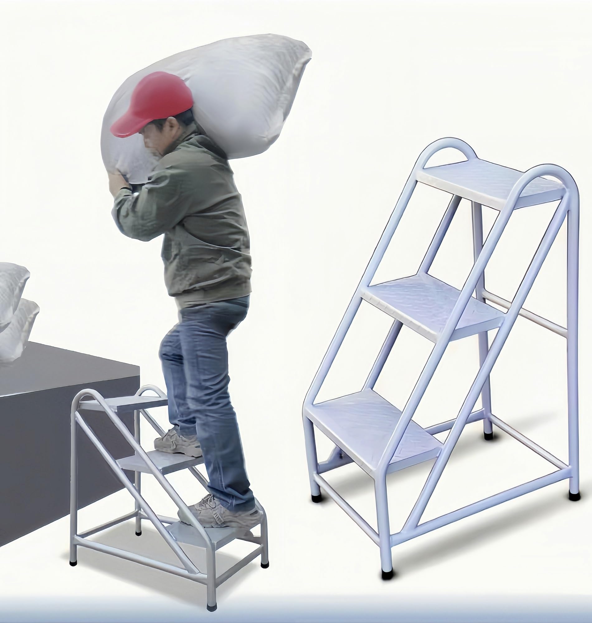 3段 ステップス物の具 身寄り用上がり段、ステップスツールステッ やり方用踏台、上がり段 掛けはしご 踏台 足取り台、ステンレス鋼鋼フットスツール やり方用踏台、耐食性と防錆性、手摺りは傾倒を成り行き的に押しとどめるします、釣りあいした社会システムで揺れにくい、上滑り打ち切り産業された足取り
