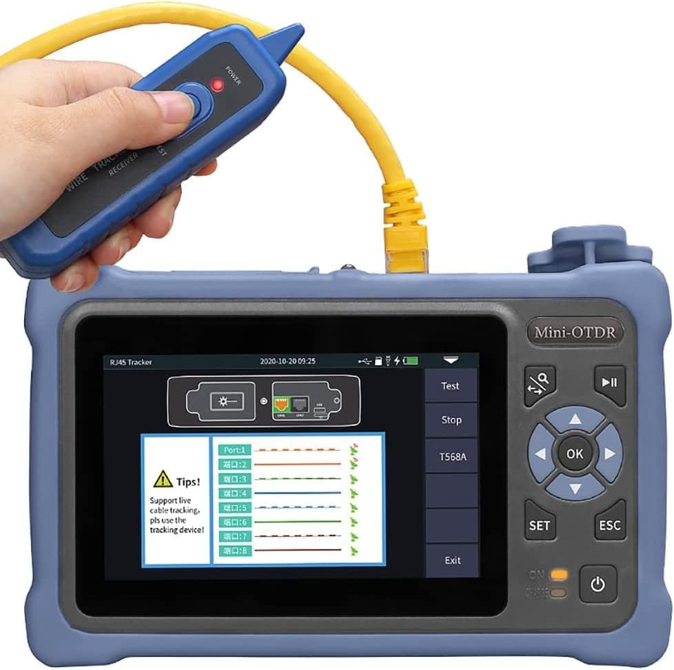 ミニ OTDR 光衣料繊維 テスター 1310/1550航空マイル 26/24dB、4.3 in 手当たり 映写幕付き添い人、11-インチ-1 OTDR SM、VFL OPM OLS 出来事 軍用地図 RJ45、FC/UPC