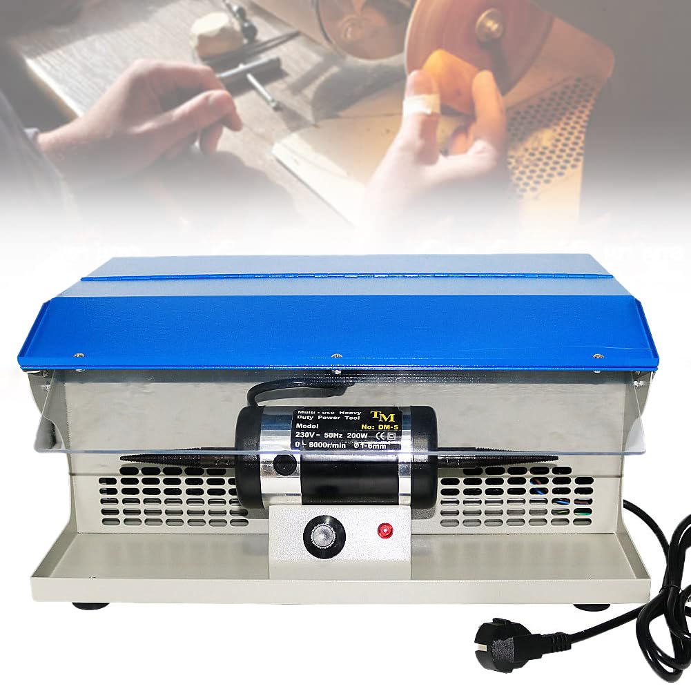 ジュエリーポリッシャーマシン 200W、集塵機ベンチトップポリッシャー、ともし火付き添い人、0-8000 rpm、機敏さ合わせる能力のある、金属元素、宝飾品、翡翆みがき上げる用のお役目用みがき上げるバフみがき上げる機