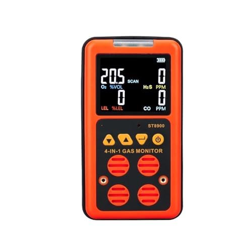 空気測定器 USB充電式 マルチガス検知器 4ガス同時測定：酸素(O2)・硫化水素(H2S)・一酸化炭素(CO)・可燃性(LEL) ポータブル 防塵防水 現場対応 キャンプ/車中泊/アウトドア/工事現場 高精度センサー 音光振