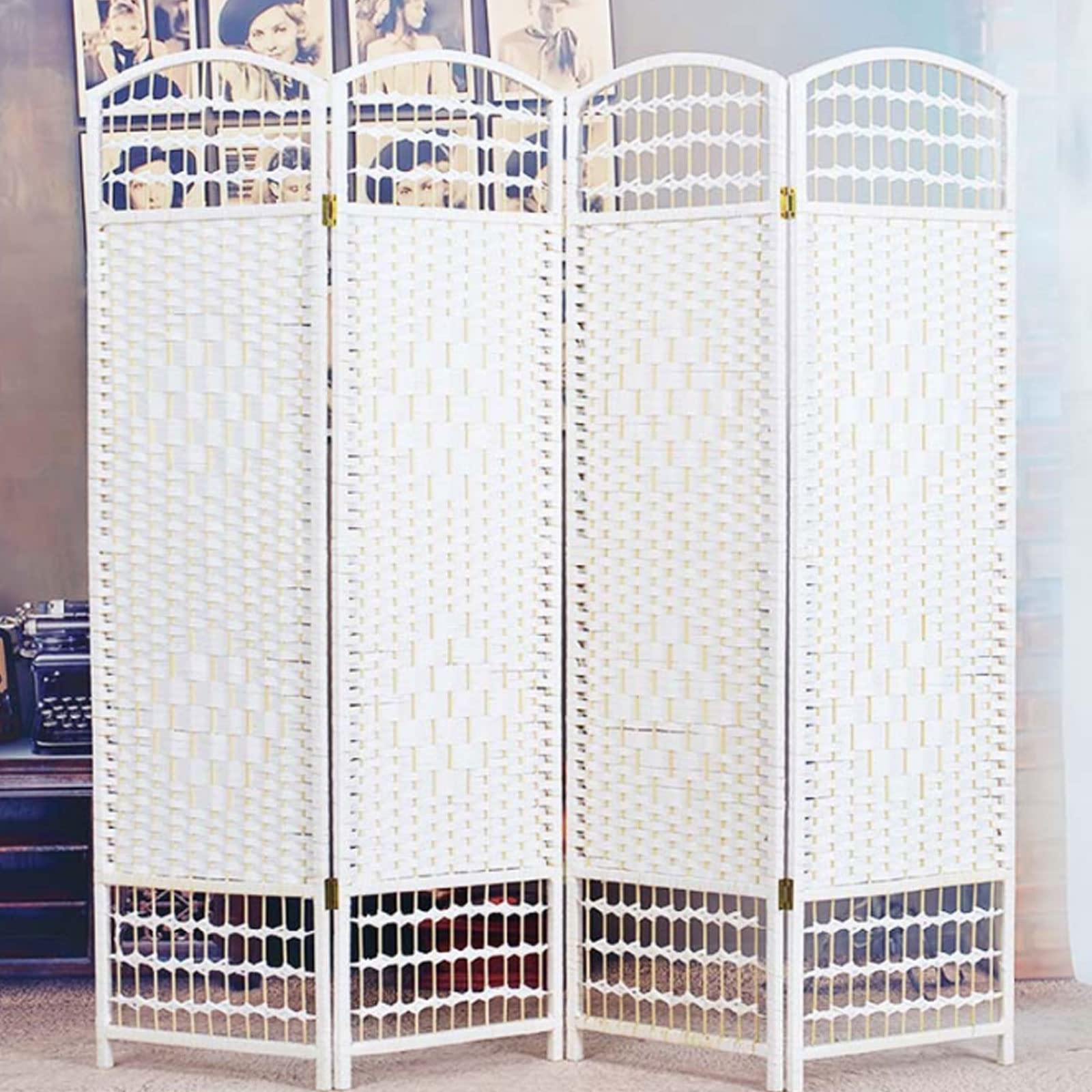 調度品 パーテーション 柳のパーテーション 4連 衝立 折りたたみ 中仕切り 格好のいい 木製 ロータイプアジャスター付 包みかくし 中仕切り 衝立 格好のいい バス発着場機材 身寄り用 パウダーコンパクト 生やさしい 180x200珊 インテリア・寝具・収納-屏風