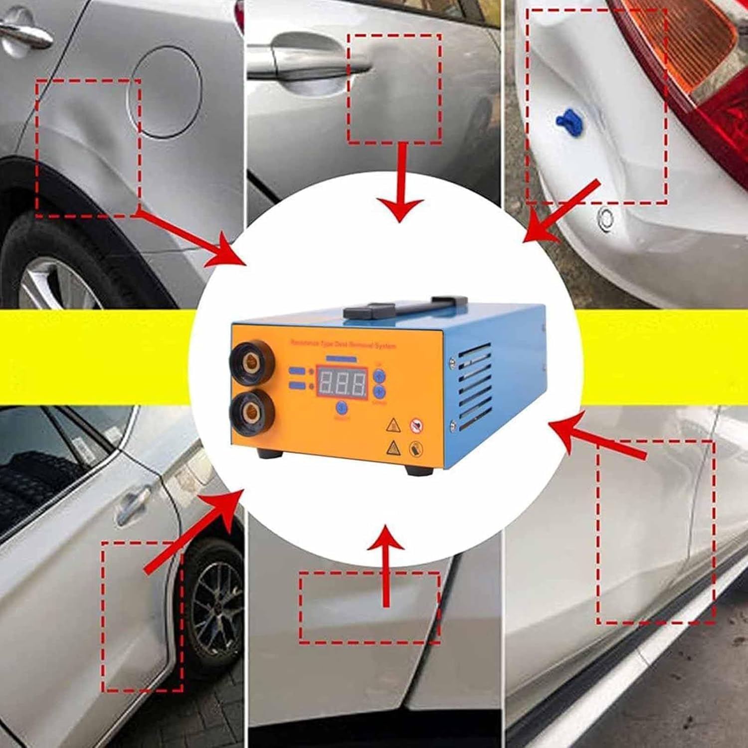 誘導ヒーター車のへこみ除去無痛マシン 1380W Pdr ホットボックス、車のへこみ直し工具、自動車ボディへこみ除去ツール、自動デントプーラー、自動車ひょう損傷修理金属修理キット (車へこみ修理キット)