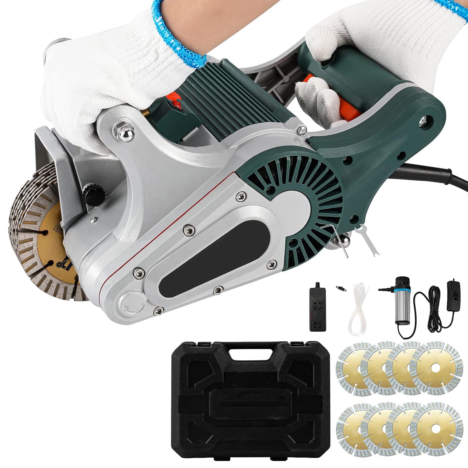 電気壁チェイサー 4800W 壁溝入れスロッティングマシン 赤外線照準付 9000RPM 高速回転 1回成形 コンクリート壁切断機 最大溝深40mm