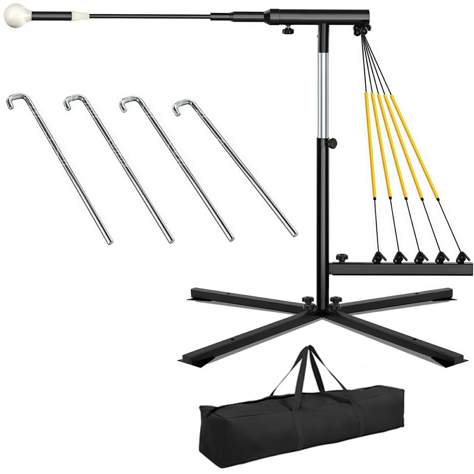 野球 ソフトボール スイングトレーナー 5本パワーバンド付 自動リセット 打撃 練習 器具 フォーム矯正 ミート力向上 バッティング ティー 室内 屋外 自主練 少年野球 高校野球 部活 トレーニング 筋力強化 素振り 設置簡単 ターゲット 頑丈 高耐久