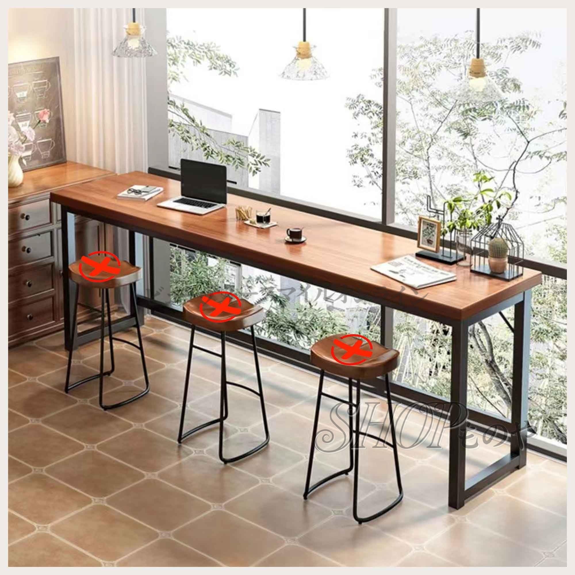 【7 月期間限定!ポイント 5 倍~】カウンターテーブル ハイテーブル 高さ120cm お洒落 シンプル カフェテーブル ハイカウンターテーブル 組み立て簡単 省スペース バーテーブル 耐スクラッチ性 無垢材デスクトップ 家庭用、カフェ、バーに適しています|ビューティースマイルオンライン