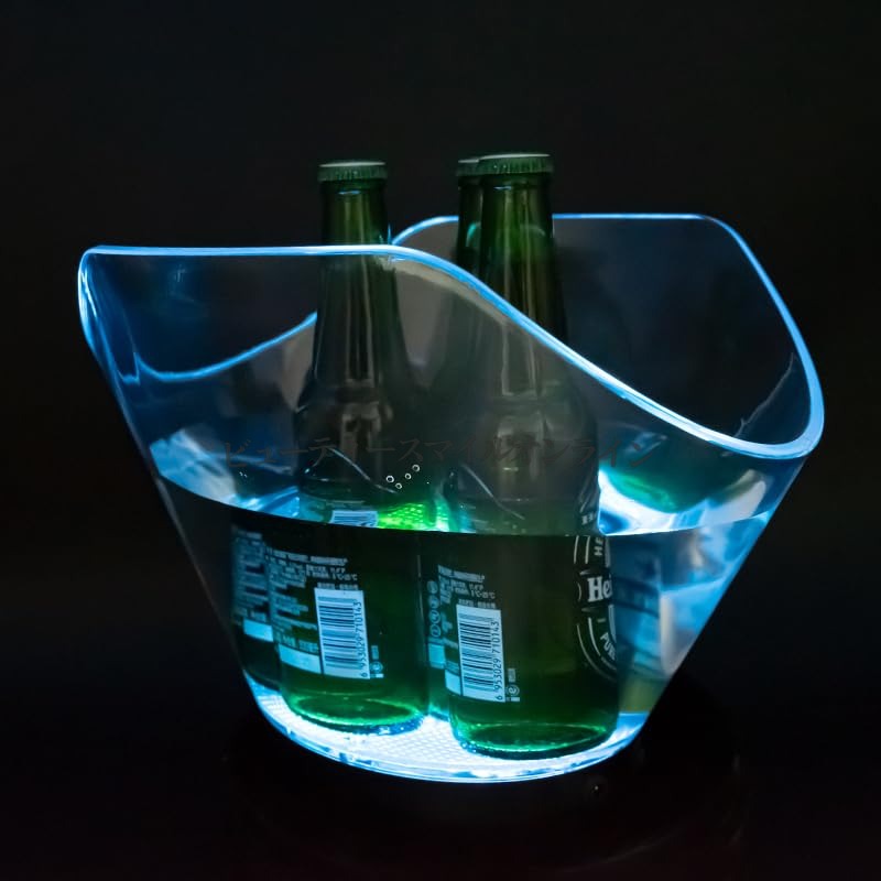 5L 大容量 充電式 LED カラーチェンジ アイスバケツ マルチカラー光る ドリンクコンテナ パーティー 自宅 バー ワイン シャンパン ビール 飲料 冷却 省スペース 場所を取らない 高級感溢れる レトロデザイン｜ビューティースマイルオンライン