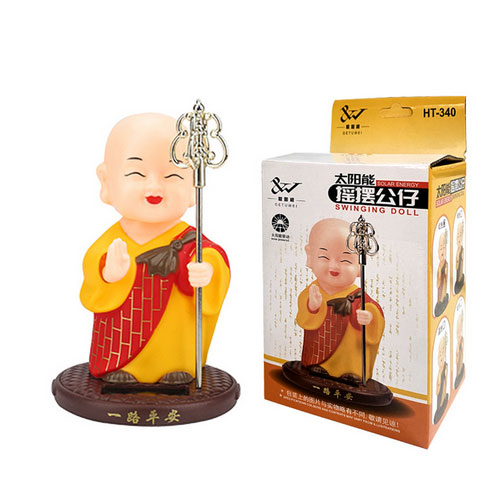 楽天市場】ソーラー お坊さん 福の神 僧侶 置物 飾り 玩具 木魚 叩く