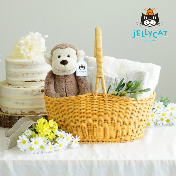 【jellycat ジェリーキャット】バシュフル モンキー M　オーガニックコットンの出産祝いセット