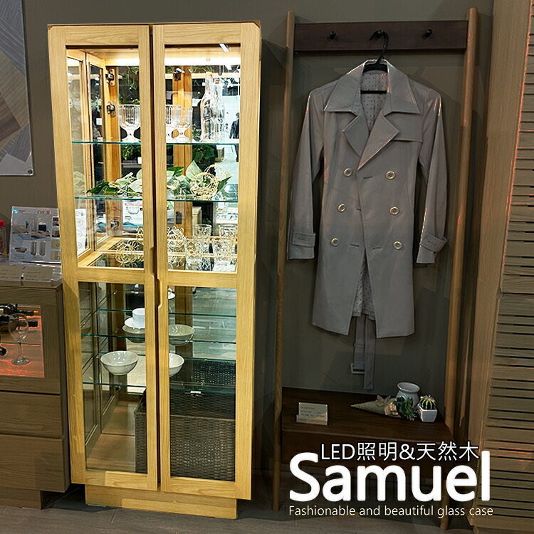 コレクションケース Led 完成品 天然木 コレクションボード Samuel サミュエル ディスプレイケース 大型 コレクションラック おしゃれ ガラス ケース 木製 Led照明 ショーケース ディスプレイケース アンティーク ワイン入れ 小物入れ 収納 棚 ディスプレイラック
