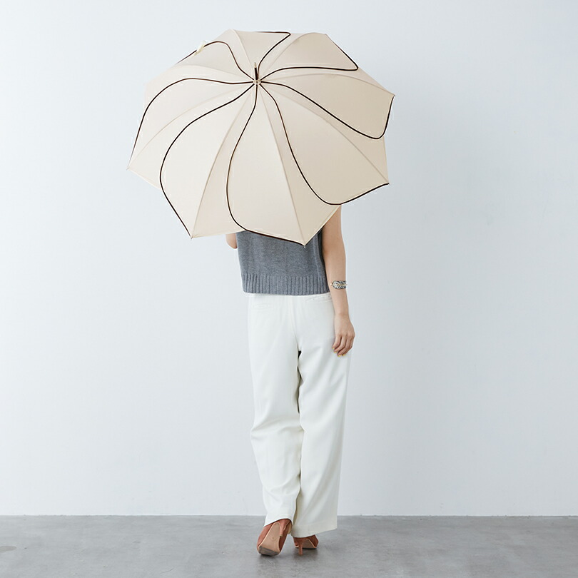 【楽天1位】【because 公式】バイカラーパイピング 長傘 雨傘 傘 UVカット レディース おしゃれ 花 撥水 上品 女性 58cm ビコーズ | 花びら かさ 女子 かわいい ギフト プレゼント 大人 ロング 無地 兼用傘 晴雨兼用