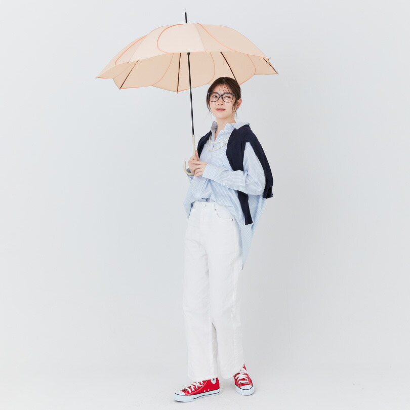 【楽天1位】【because 公式】バイカラーパイピング 長傘 雨傘 傘 UVカット レディース おしゃれ 花 撥水 上品 女性 58cm ビコーズ | 花びら かさ 女子 かわいい ギフト プレゼント 大人 ロング 無地 兼用傘 晴雨兼用