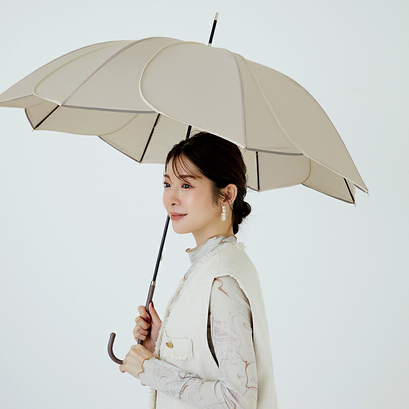 【楽天1位】【because 公式】バイカラーパイピング 長傘 雨傘 傘 UVカット レディース おしゃれ 花 撥水 上品 女性 58cm ビコーズ | 花びら かさ 女子 かわいい ギフト プレゼント 大人 ロング 無地 兼用傘 晴雨兼用