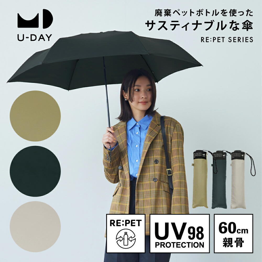 D'URBAN 長傘 ネイビー 日本製 ユニセックス晴雨兼用傘】一級遮光-キューブ-長-ネイビー