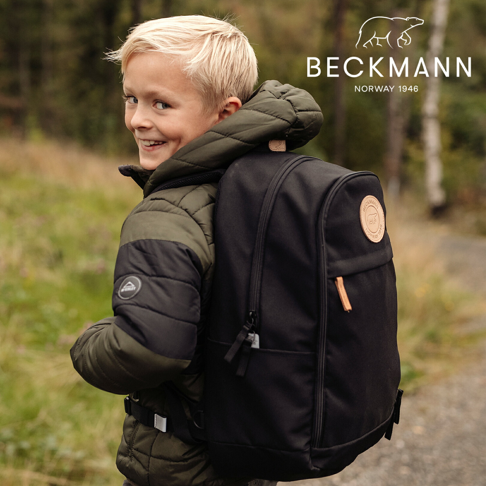 【BECKMANN】ベックマン ノース 背嚢 URBAN Midi Black キッズ レディース 背嚢 北欧 万物の霊長科学技術 軽さ レインカバー付き添い人