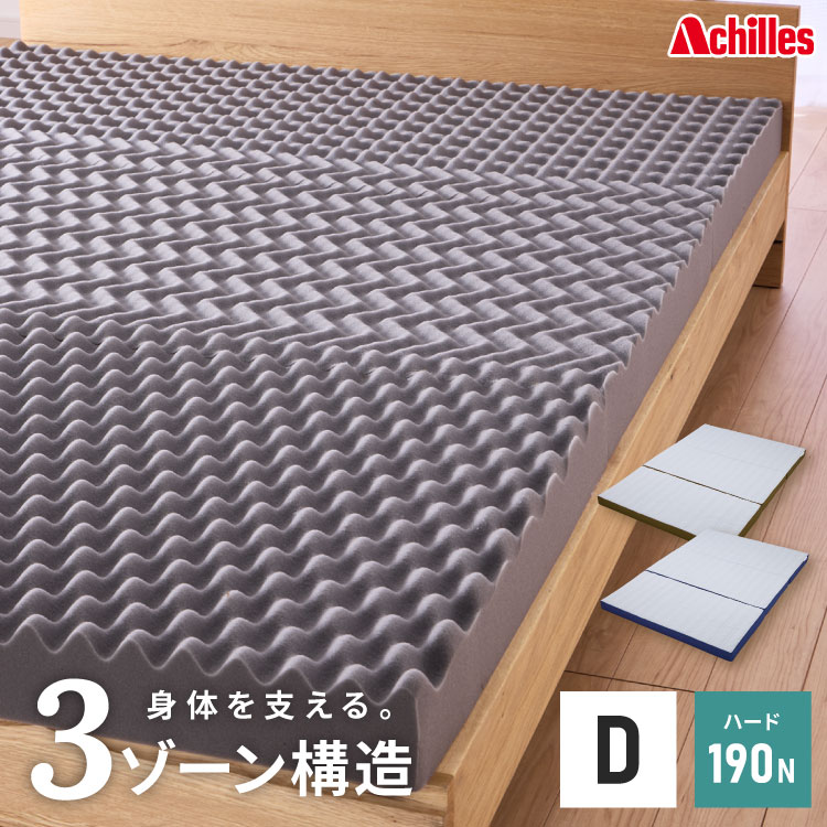 アキレス Achilles マットレス Float Wave フロートウェーブ ハード ダブル 日本製 高反発 3つ折り 厚さ10cm 体圧分散 通気 三つ折り ごろ寝 敷布団 折り畳み 高反発マットレス ベッドマットレス(代引不可)【送料無料】