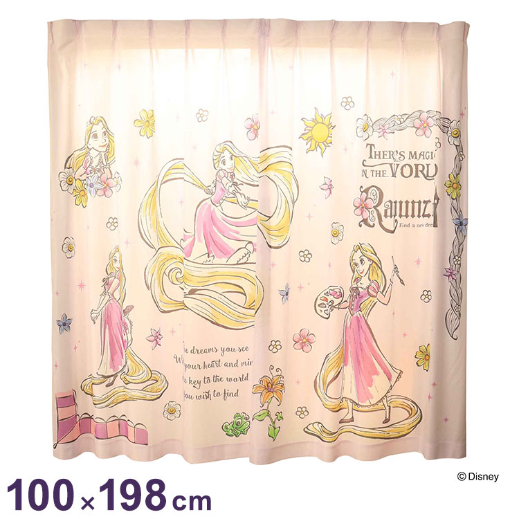 MORIPiLO ディズニー レースカーテン 幅100x198cm丈 2枚組 ラプンツェル (絵羽柄 つながる一枚絵アートカーテン) 洗える 可愛い グッズ Disney プリンセス パープル キャラクター(代引不可)【送料無料】