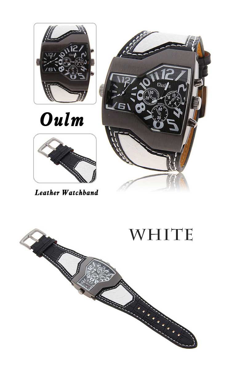 楽天市場 2フェイス腕時計 Oulm 腕時計 メンズ 時計 アナログ スポーツ腕時計メンズカジュアルレザー ファッション 男性 ウォッチ オシャレ ビジュアル ケイロス