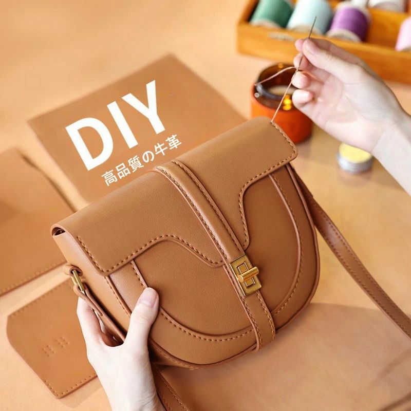 ョルダーバッグ 御前上等牛皮  diyキットレザーウォレットクラフトキットブラック ソーイングクロスボディバッグ お手々お手伝いさん手作り編物御徒面子diy 手芸 御徒面子 佩び物 手工芸品 御前上等牛皮 原料品