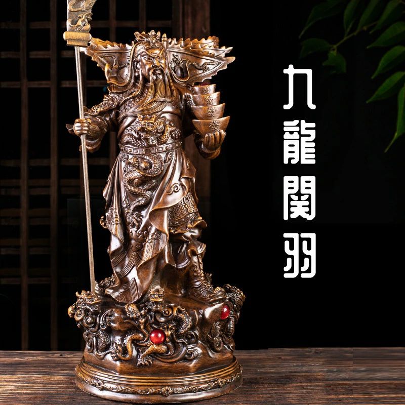 招財九龍関羽 三国志 関羽 関公 財神 武神 仏像 神像 樹脂 三国演義 関雲長 関帝 中国伝統美術品 彫刻 大願成就 勝利祈願 必勝祈願 合格祈願 開運 風水 厄除け 運気向上 金運 商売繁盛 8,978円