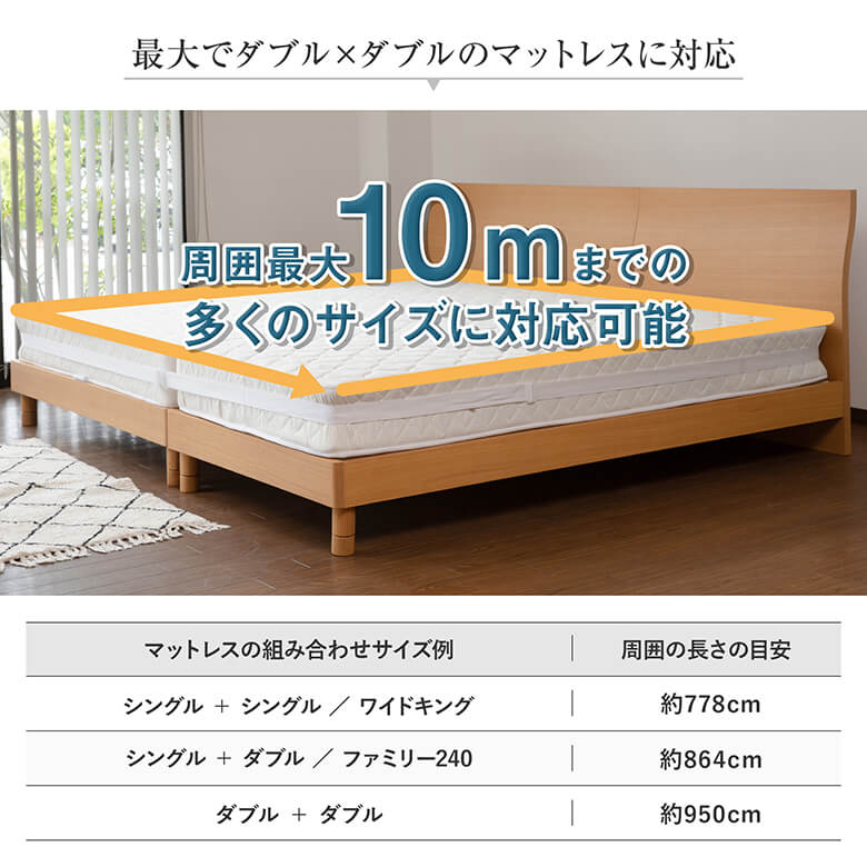 マットレス固定ベルト5×1000cmずれ防止2枚マットレスをしっかり固定離さない簡単調節連結バンドベッド2台ベッド