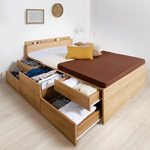 楽天市場】モダンデザイン引出し収納ベッド ダークブラウン シングル