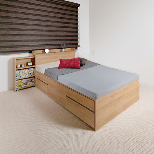 木製セミダブルベッドフレーム ダークブラウン 楽天市場】本棚付すのこベッド ダークブラウン セミダブルサイズ