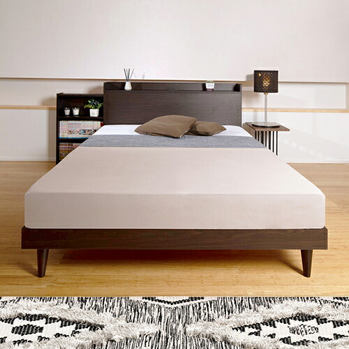 楽天市場】棚付すのこベッド ダークブラウン セミシングルサイズ