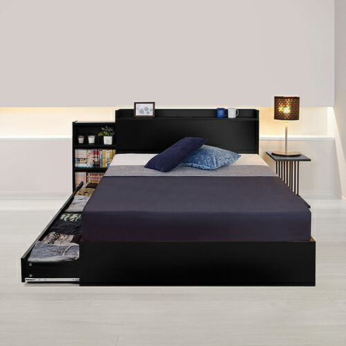 楽天市場】本棚付引出し収納ベッド ダークブラウン セミシングルサイズ