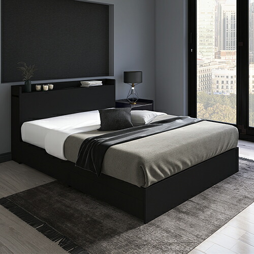 楽天市場】棚付引出し収納ベッド ダークブラウン シングルサイズ