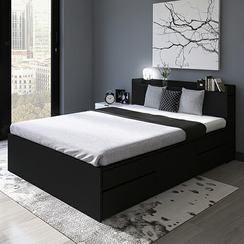 楽天市場】本棚付引出し収納ベッド ダークブラウン セミダブルサイズ