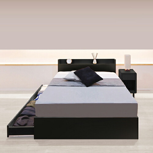 楽天市場】本棚付引出し収納ベッド ダークブラウン セミシングルサイズ