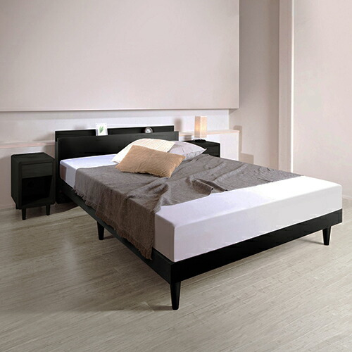 楽天市場】棚付すのこベッド ブラック シングルサイズ ベッドフレーム