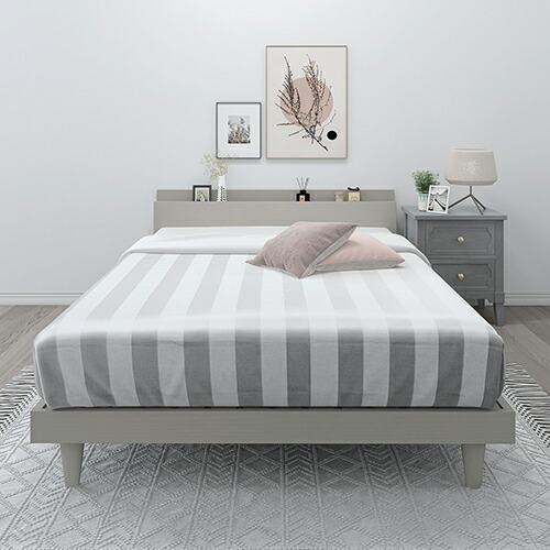 楽天市場】本棚付すのこベッド シャビーグレー セミダブルサイズ