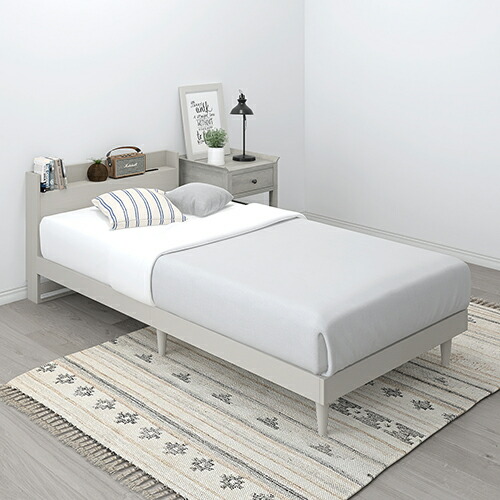 楽天市場】棚付すのこベッド シャビーグレー シングルサイズ ベッド